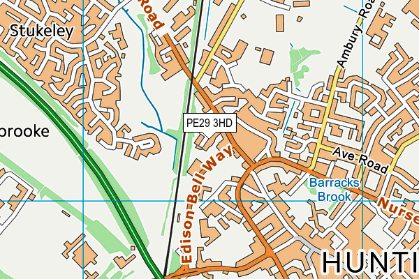 PE29 3HD map - OS VectorMap District (Ordnance Survey)