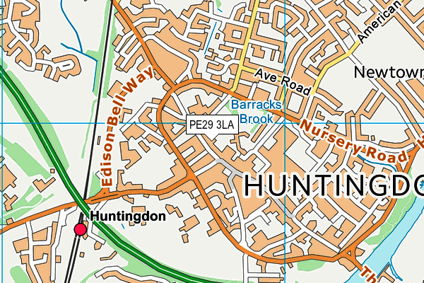 PE29 3LA map - OS VectorMap District (Ordnance Survey)