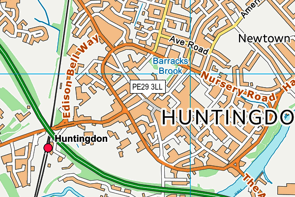 PE29 3LL map - OS VectorMap District (Ordnance Survey)