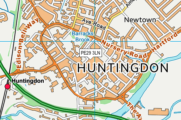 PE29 3LN map - OS VectorMap District (Ordnance Survey)