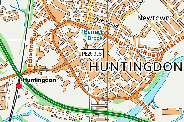 PE29 3LS map - OS VectorMap District (Ordnance Survey)