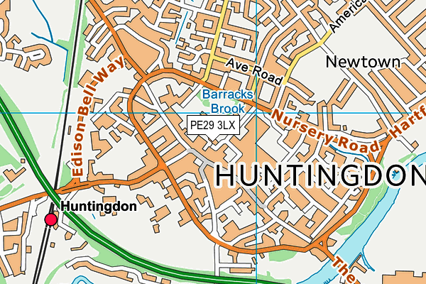 PE29 3LX map - OS VectorMap District (Ordnance Survey)