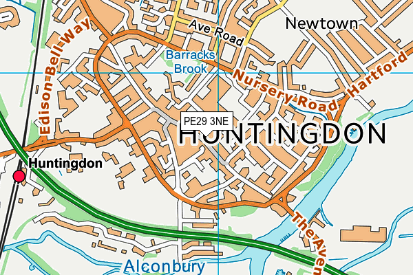 PE29 3NE map - OS VectorMap District (Ordnance Survey)