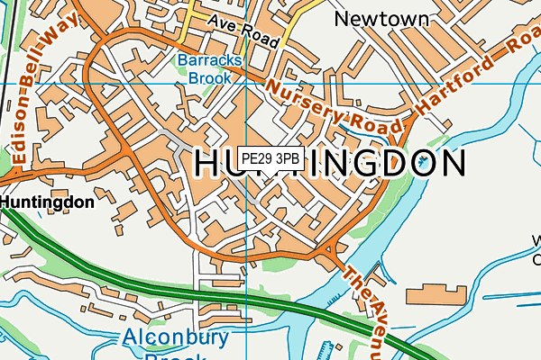 PE29 3PB map - OS VectorMap District (Ordnance Survey)