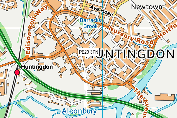 PE29 3PN map - OS VectorMap District (Ordnance Survey)