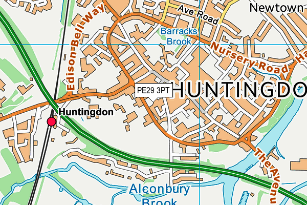 PE29 3PT map - OS VectorMap District (Ordnance Survey)