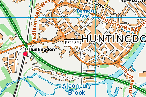 PE29 3PU map - OS VectorMap District (Ordnance Survey)