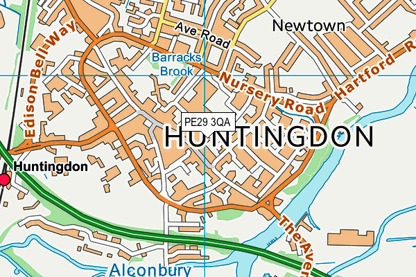 PE29 3QA map - OS VectorMap District (Ordnance Survey)