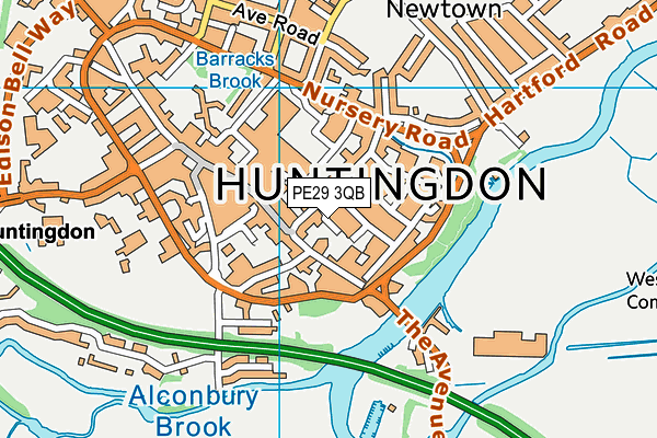 PE29 3QB map - OS VectorMap District (Ordnance Survey)