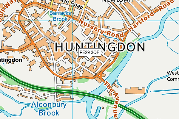 PE29 3QF map - OS VectorMap District (Ordnance Survey)