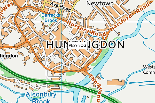 PE29 3QG map - OS VectorMap District (Ordnance Survey)