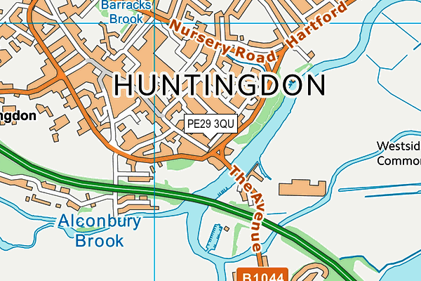 PE29 3QU map - OS VectorMap District (Ordnance Survey)