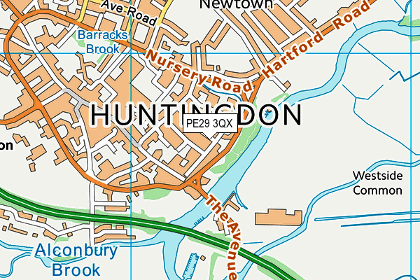 PE29 3QX map - OS VectorMap District (Ordnance Survey)