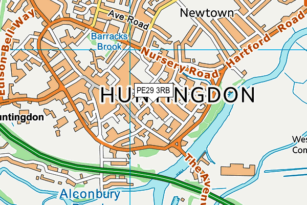 PE29 3RB map - OS VectorMap District (Ordnance Survey)