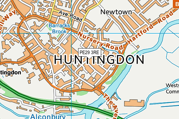 PE29 3RE map - OS VectorMap District (Ordnance Survey)