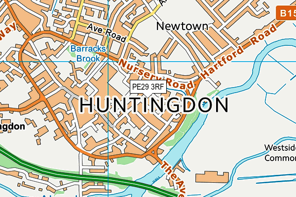 PE29 3RF map - OS VectorMap District (Ordnance Survey)