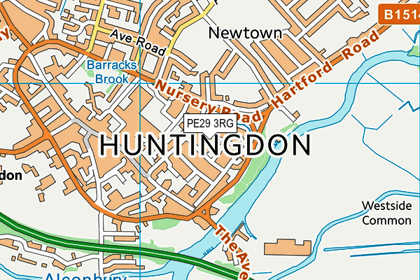 PE29 3RG map - OS VectorMap District (Ordnance Survey)