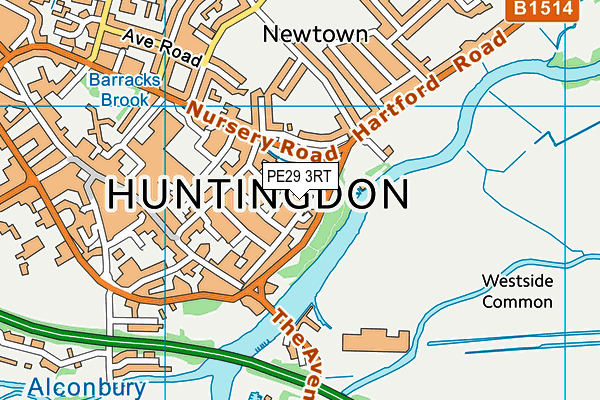 PE29 3RT map - OS VectorMap District (Ordnance Survey)