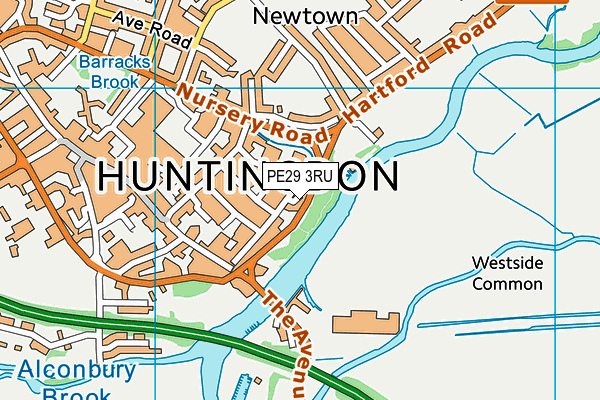 PE29 3RU map - OS VectorMap District (Ordnance Survey)