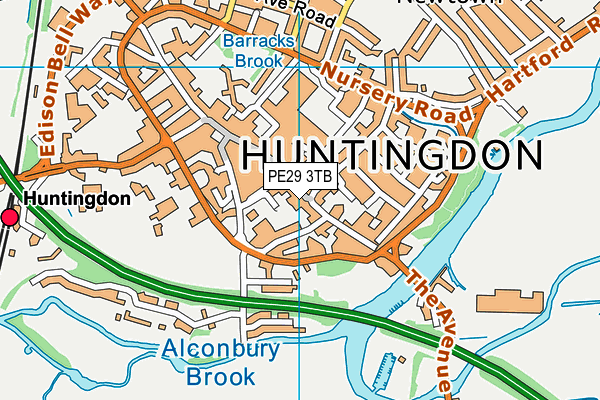 PE29 3TB map - OS VectorMap District (Ordnance Survey)