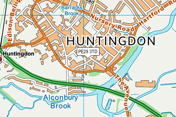 PE29 3TD map - OS VectorMap District (Ordnance Survey)