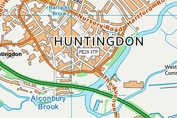 PE29 3TP map - OS VectorMap District (Ordnance Survey)