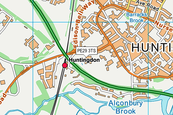 PE29 3TS map - OS VectorMap District (Ordnance Survey)