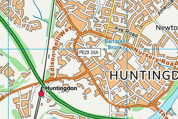 PE29 3XA map - OS VectorMap District (Ordnance Survey)