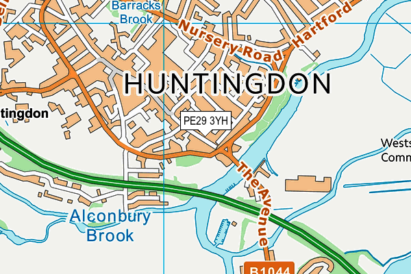 PE29 3YH map - OS VectorMap District (Ordnance Survey)