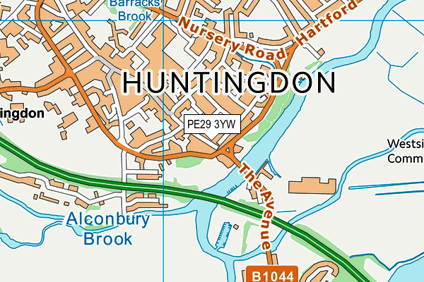 PE29 3YW map - OS VectorMap District (Ordnance Survey)