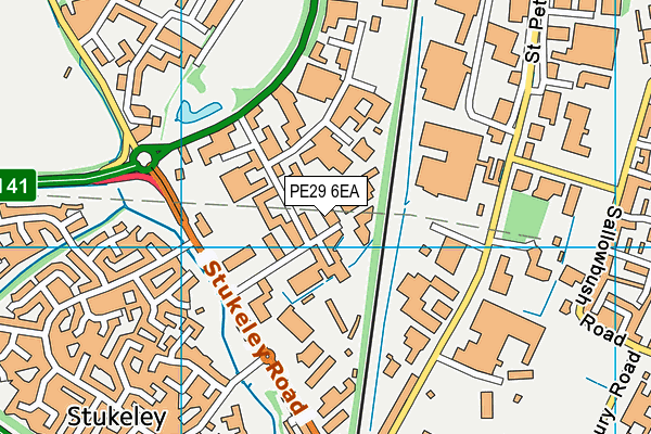 PE29 6EA map - OS VectorMap District (Ordnance Survey)