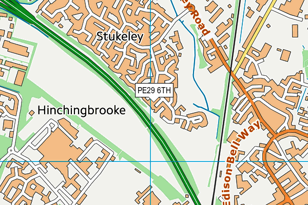 PE29 6TH map - OS VectorMap District (Ordnance Survey)