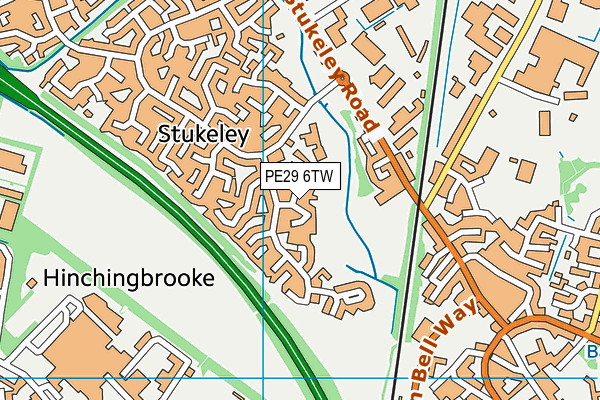 PE29 6TW map - OS VectorMap District (Ordnance Survey)