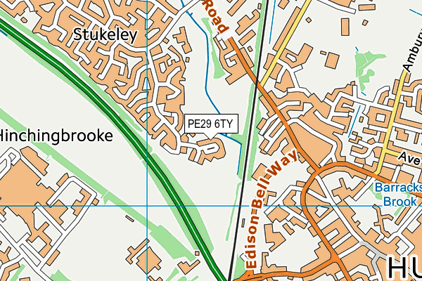 PE29 6TY map - OS VectorMap District (Ordnance Survey)