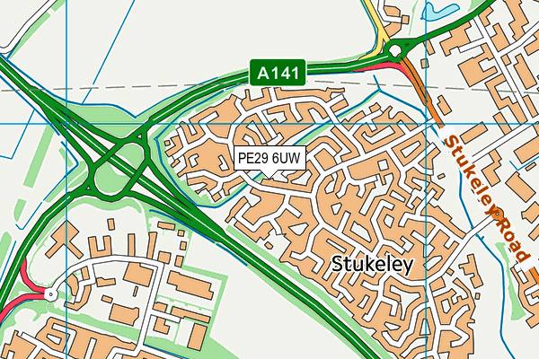 PE29 6UW map - OS VectorMap District (Ordnance Survey)