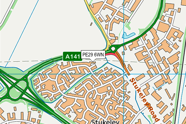 PE29 6WN map - OS VectorMap District (Ordnance Survey)