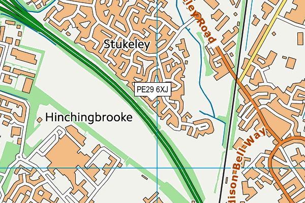 PE29 6XJ map - OS VectorMap District (Ordnance Survey)