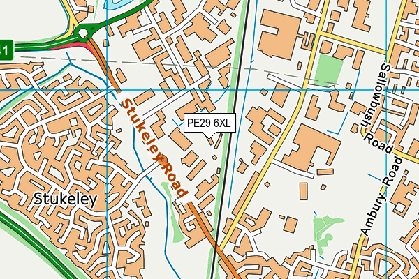 PE29 6XL map - OS VectorMap District (Ordnance Survey)