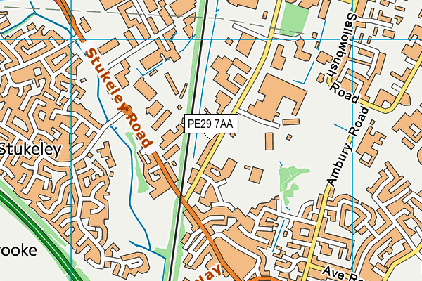 PE29 7AA map - OS VectorMap District (Ordnance Survey)