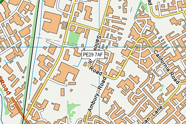 PE29 7AF map - OS VectorMap District (Ordnance Survey)