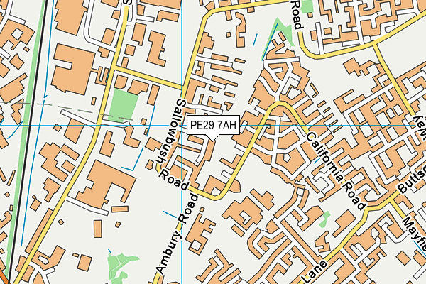 PE29 7AH map - OS VectorMap District (Ordnance Survey)