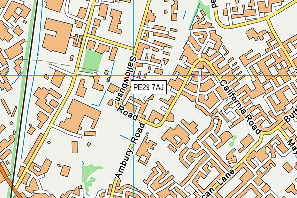 PE29 7AJ map - OS VectorMap District (Ordnance Survey)