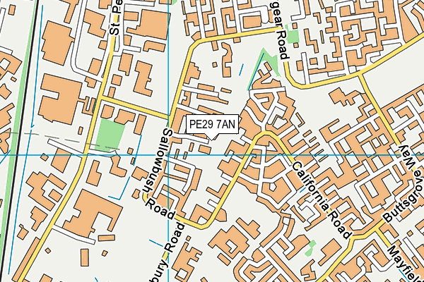 PE29 7AN map - OS VectorMap District (Ordnance Survey)