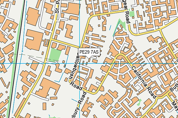 PE29 7AS map - OS VectorMap District (Ordnance Survey)