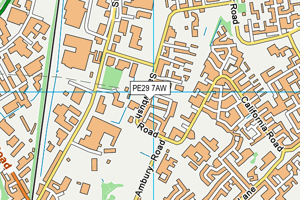 PE29 7AW map - OS VectorMap District (Ordnance Survey)