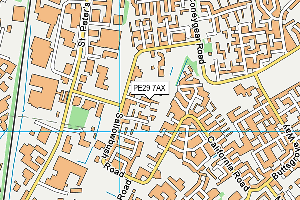 PE29 7AX map - OS VectorMap District (Ordnance Survey)