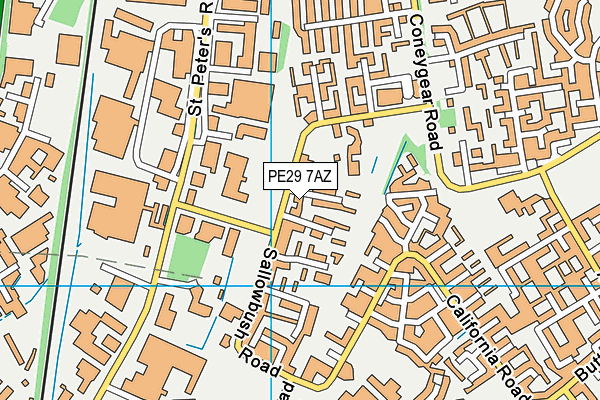 PE29 7AZ map - OS VectorMap District (Ordnance Survey)