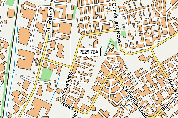 PE29 7BA map - OS VectorMap District (Ordnance Survey)