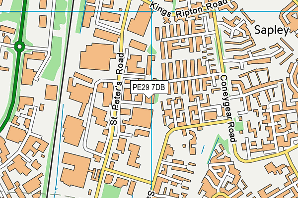 PE29 7DB map - OS VectorMap District (Ordnance Survey)