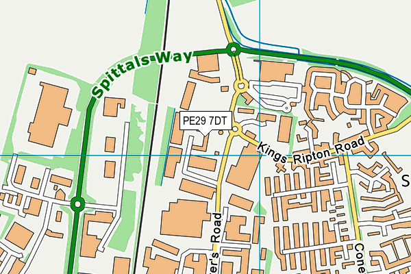 PE29 7DT map - OS VectorMap District (Ordnance Survey)